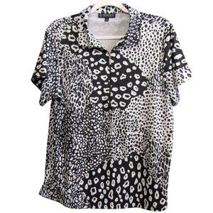 BirdeeSport Australia Black White Animal Print Top Sz XL Golf Tennis Pickleball